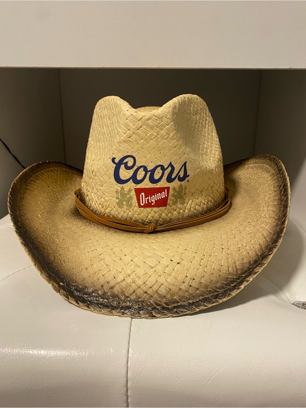 NEW UNISEX Coors Original Cowboy Hat - Natural with Blue & Red Logo